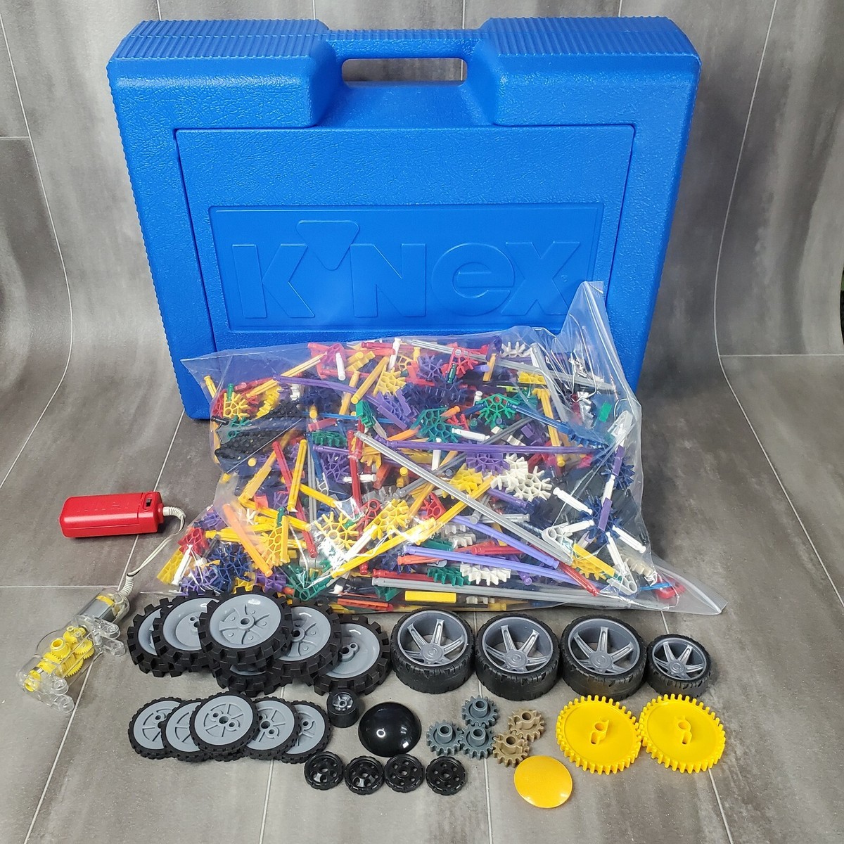 K'NEX Assorted PeicesLot & Large Vintage Blue Hard Storage