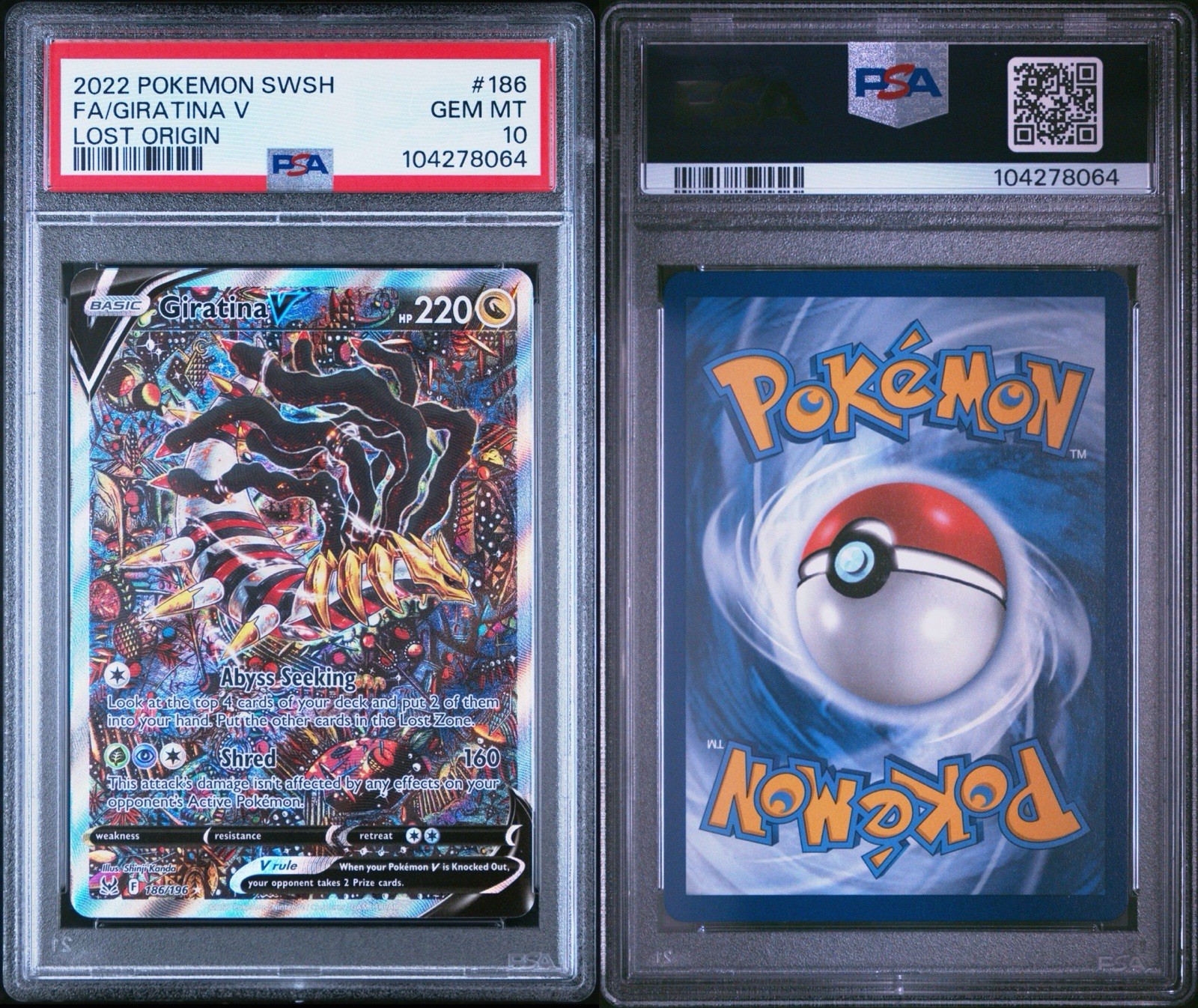 Pokemon 2022 Giratina V 186/196 Alt Art Lost Origin GEM MINT PSA