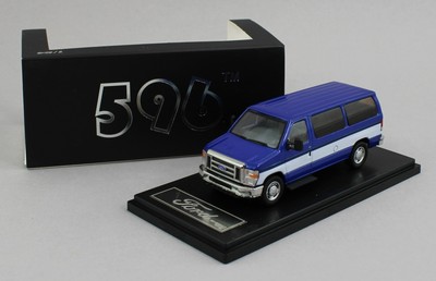 1:64 *596 DIECAST* BLUE & WHITE Ford E350 Econoline Passenger Van