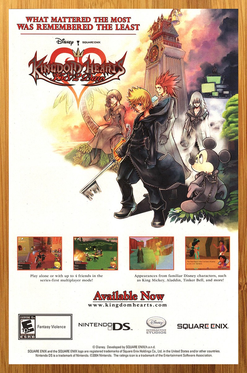 2009 Kingdom Hearts 358/2 Days Nintendo DS Print Ad/Poster