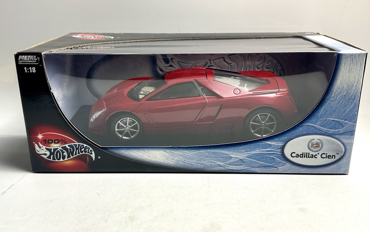 MINT Hot Wheels 100% 2002 Cadillac Cien Concept Car Dark Red 1:18