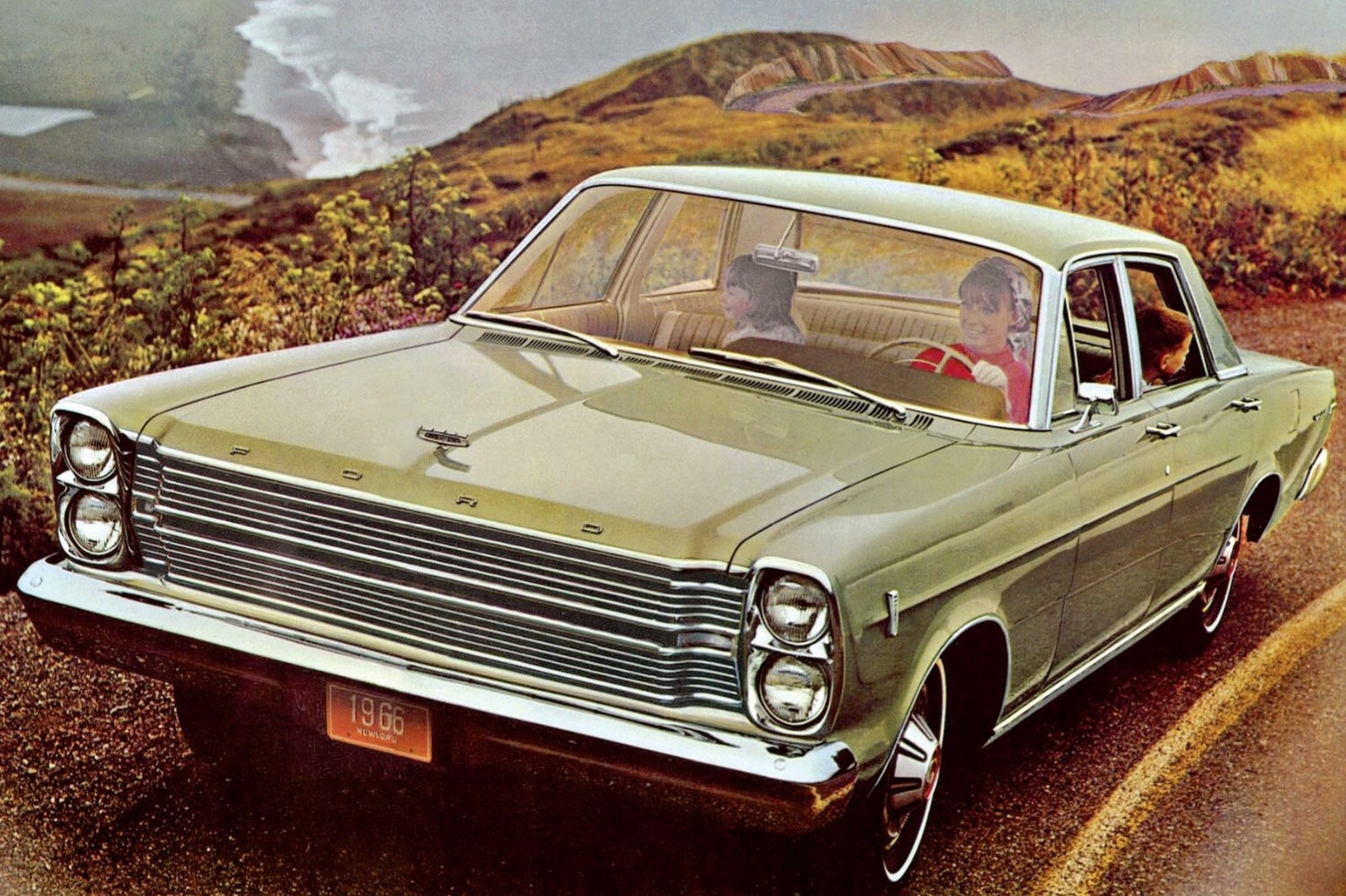 1965 Ford Galaxie 500 4 door green | 24x36 inch POSTER | vintage