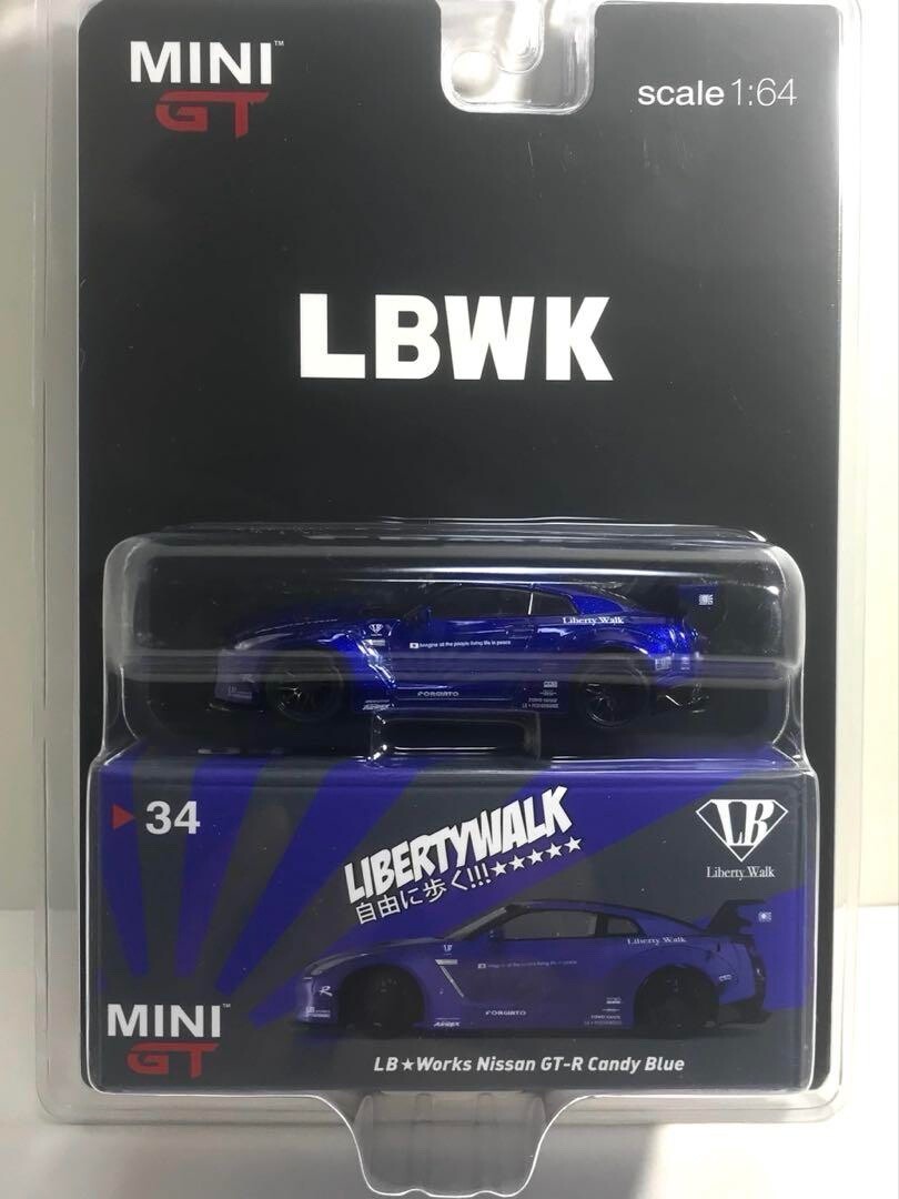 Mini GT 1/64 Liberty Walk Nissan GT-R R35 Candy Blue #34 LBWK JDM