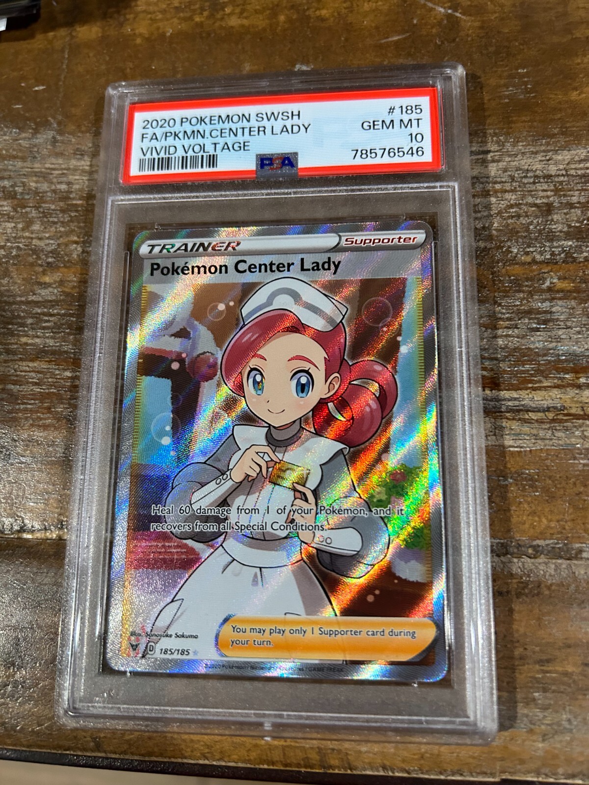 POKEMON 2020 Vivid Voltage Full Art POKEMON CENTER LADY #185 PSA