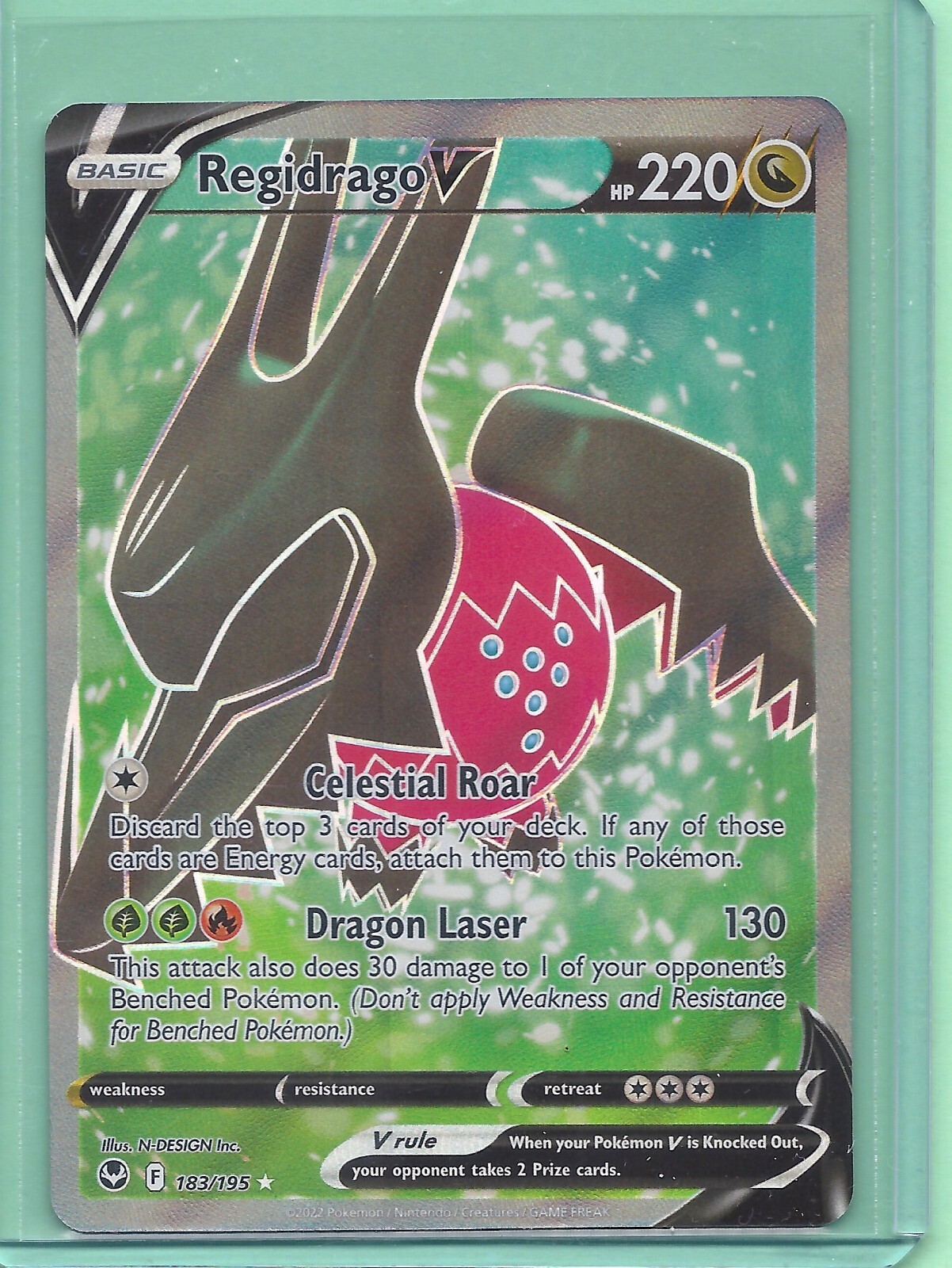 REGIDRAGO V 183/195 FULL ART- SILVER TEMPEST POKEMON-ULTRA RARE