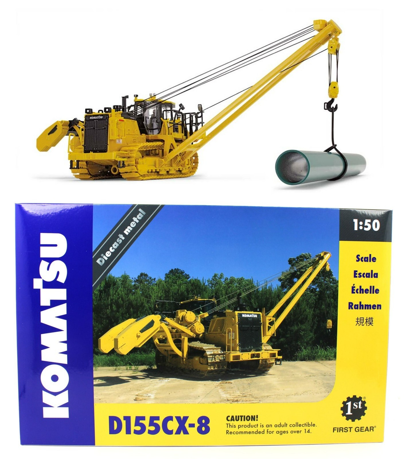 1/50 FIRST GEAR *KOMATSU* Komatsu D155CX-8 DOZER w/K170 Pipelayer