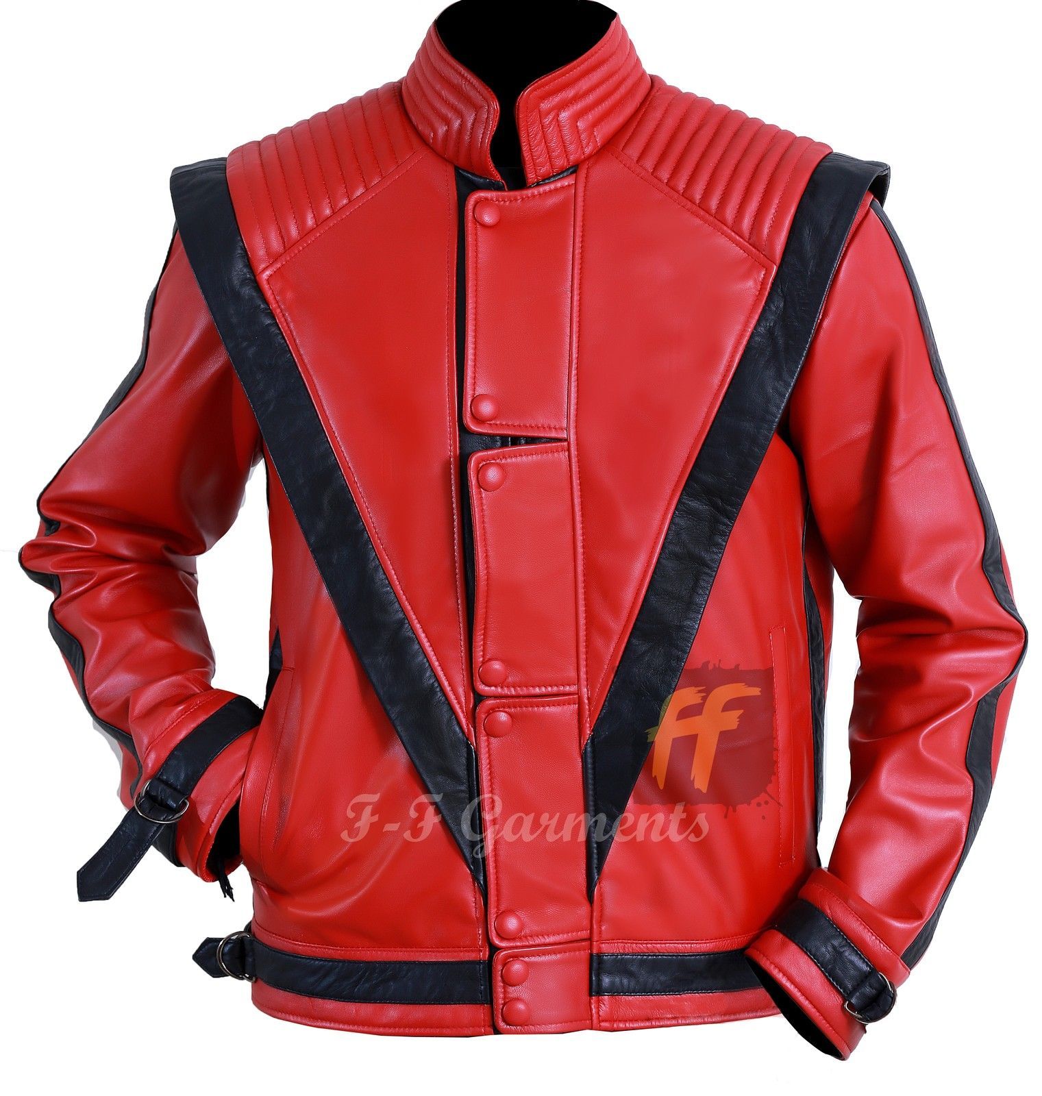 Michael Jackson Thriller Mens Real Red Leather Jacket | eBay