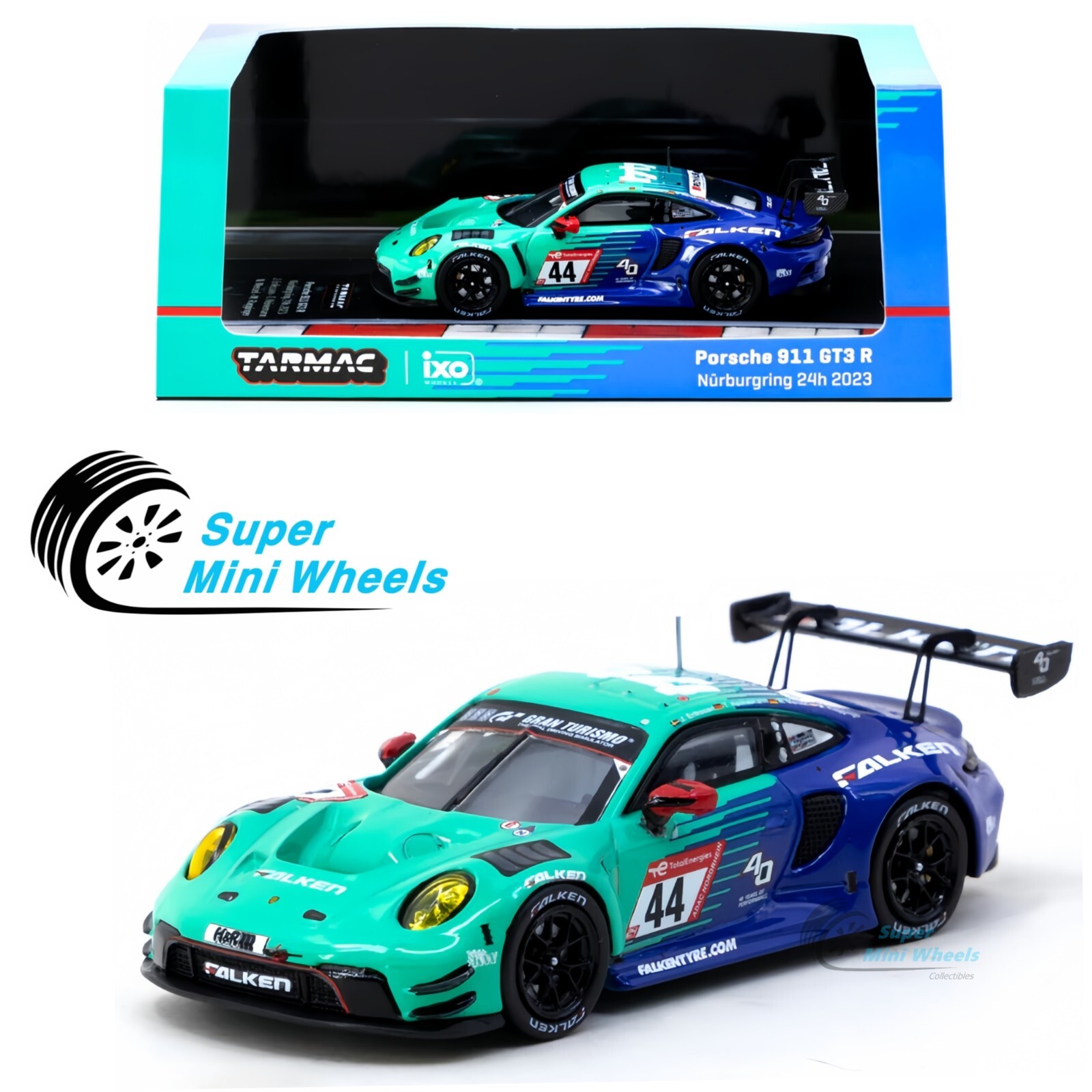 Tarmac Works x IXO 1:64 Porsche 911 GT3 R #44 Nurburgring 24h 2023