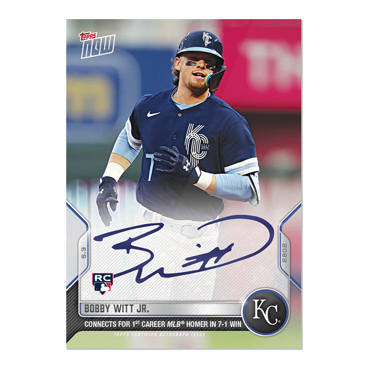 BOBBY WITT JR SIGNED CONNECTS FOR 1st CAREER HR IN WIN TOPPS NOW