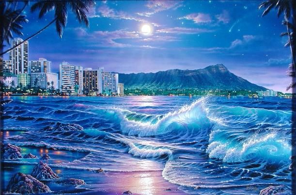 これもクリスチャンラッセンの絵。飛沫の描き方がきれい。 | Beach at