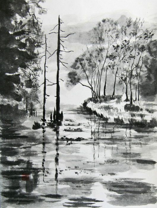 水墨画 （大正池Ⅱ） | 自由気ままに