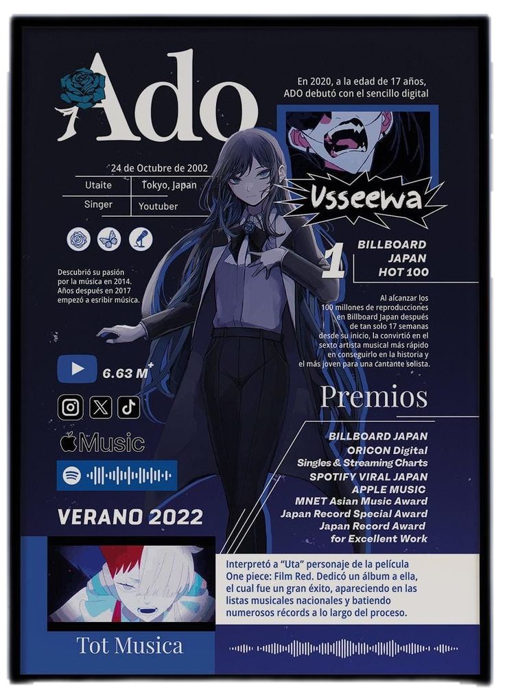 Ado Poster - ADO Poster - Informational Poster - ADO Singer, Music
