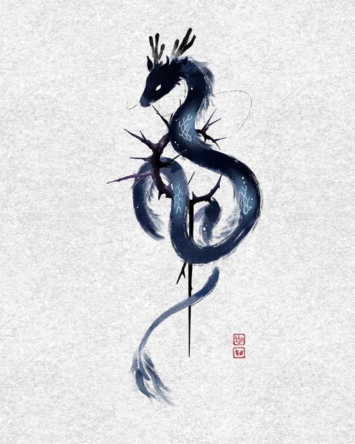 龍の水墨画 水墨画 掛け軸 神龍図 劉画 龍 中国 カラー