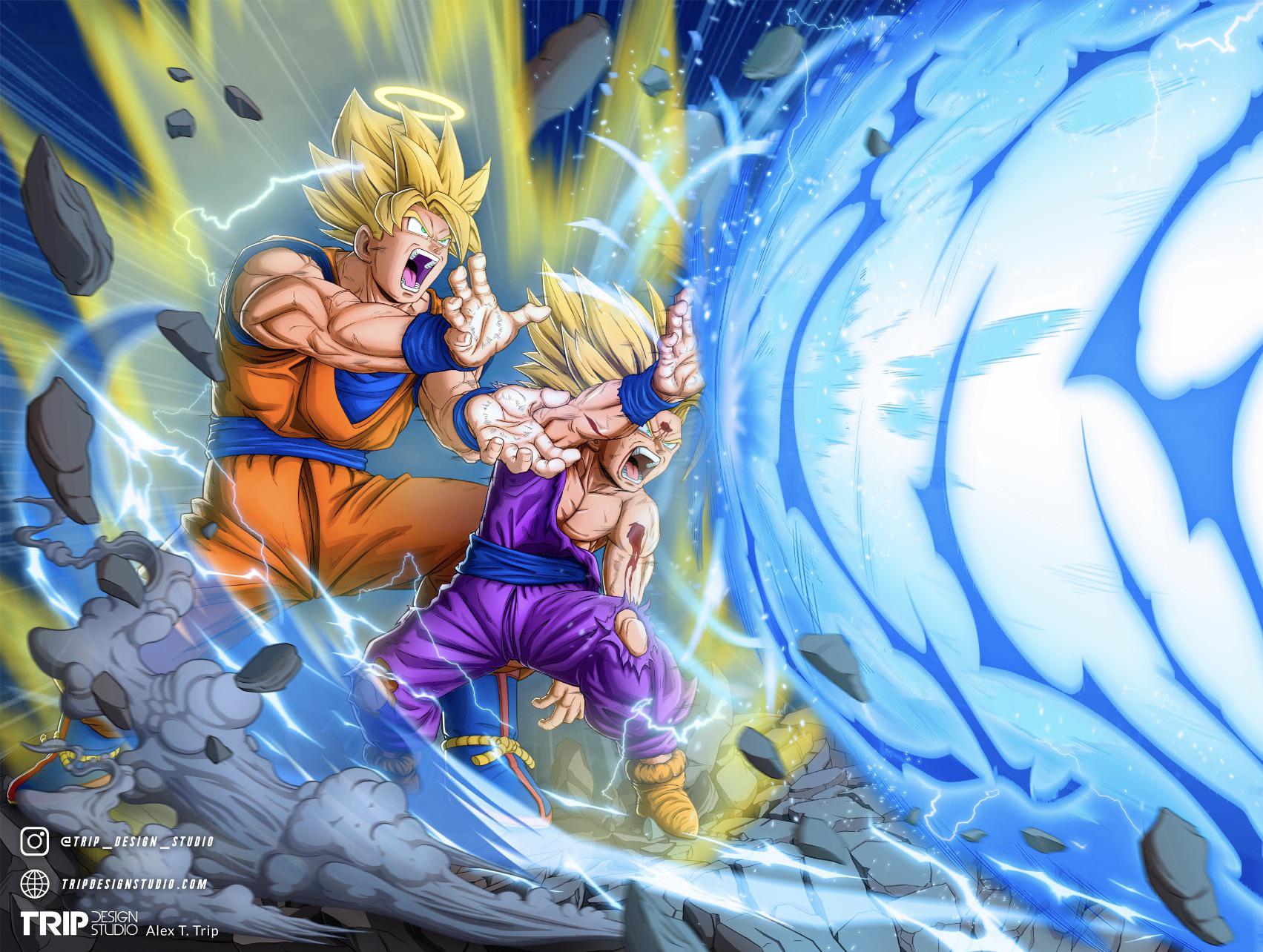 父と息子かめはめ波 - Alex T. Trip作のオリジナルアート : r/dbz