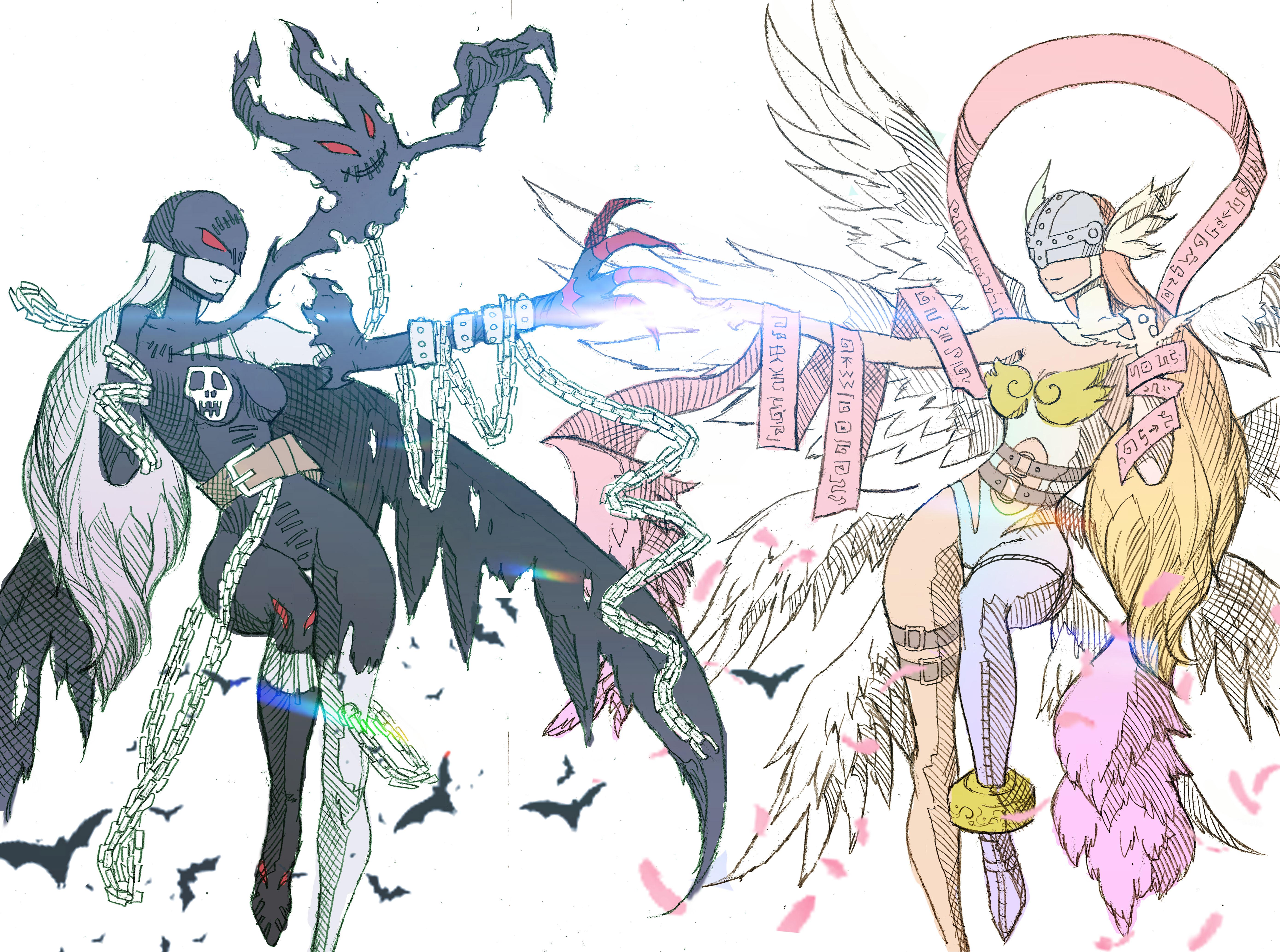 レディーデビモン x エンジェウーモン (fluteman88 によるアート) : r