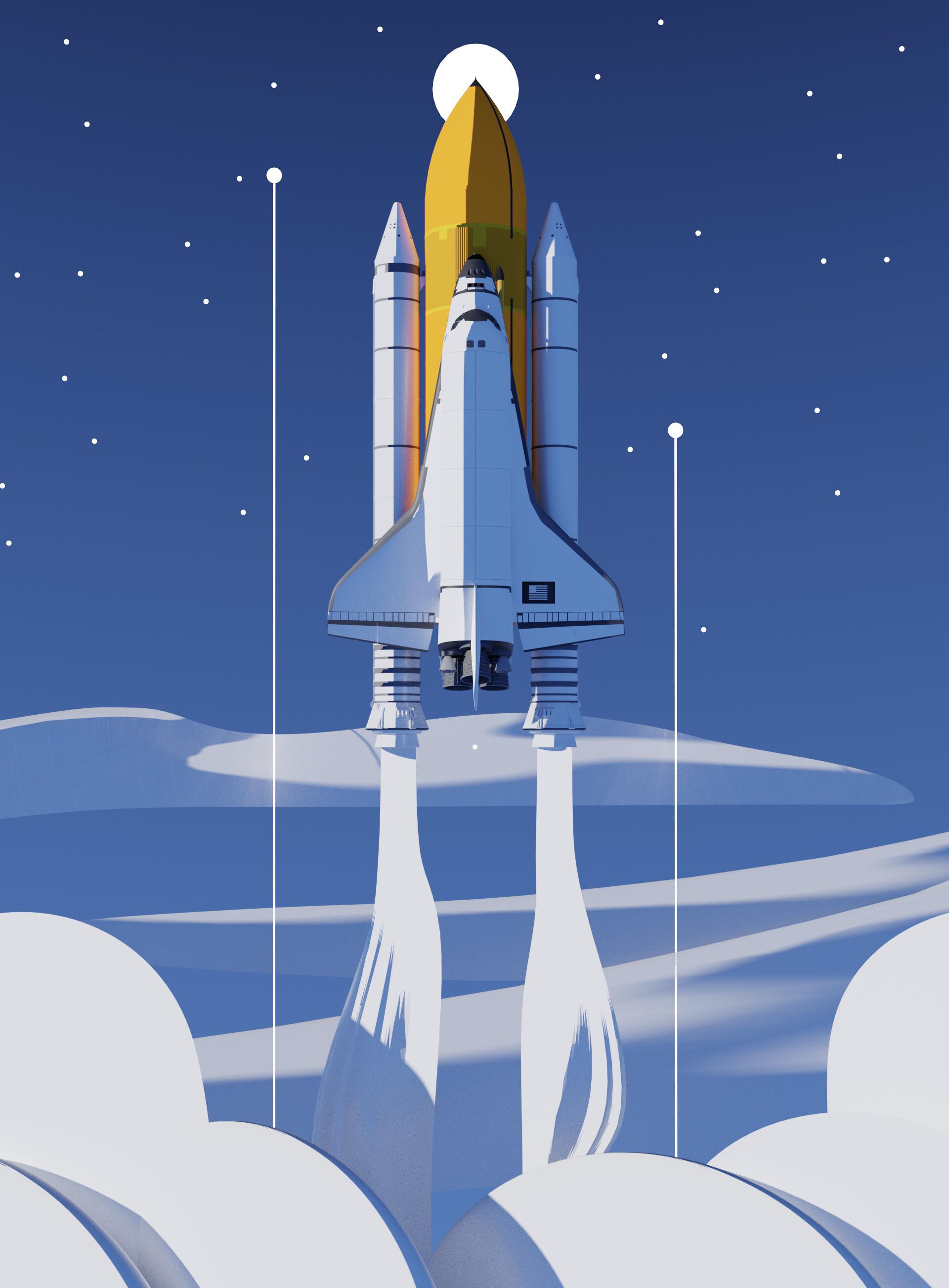 スペースシャトルのイラストを描いてみたんだ。 : r/space