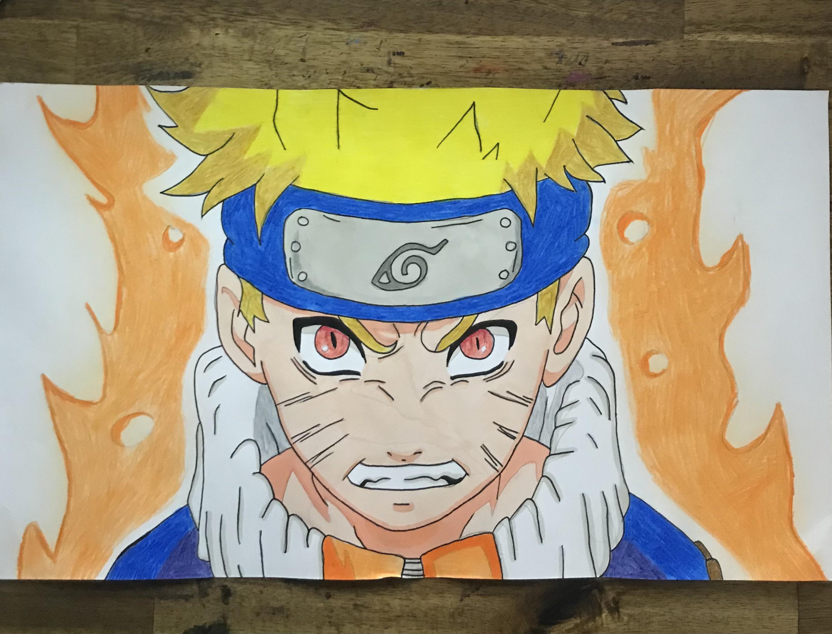 ナルトが九尾のチャクラを放出しているところを描いた (ネタバレしない