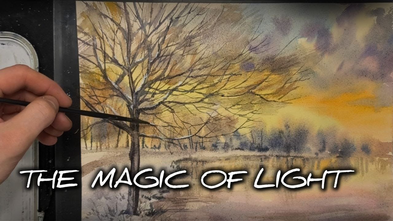 Watercolor painting summer fishing river - 夏の釣り川 水彩画 - YouTube