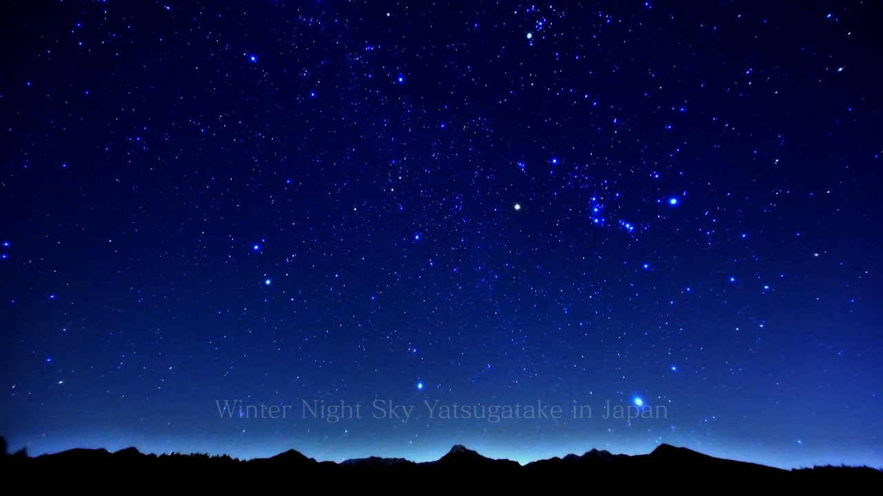 冬の星座（八ヶ岳）オリオン座 流星 星空 タイムラプス 愛の夢 Time