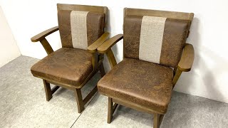 ☆ 大川家具 上久商店 ノゾミ 回転式 アームチェア 2脚セット 天然木