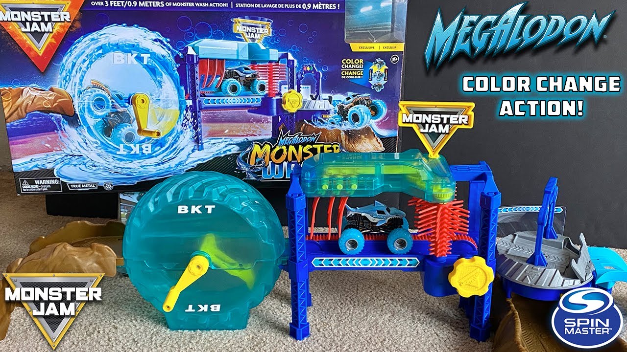 SPIN MASTER MONSTER JAM MEGALODON MONSTER WASH PLAYSET - YouTube