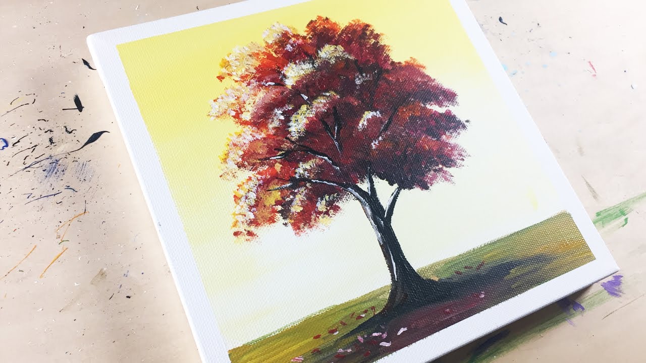 How to paint a tree using acrylic Autumn / Acrylic painting