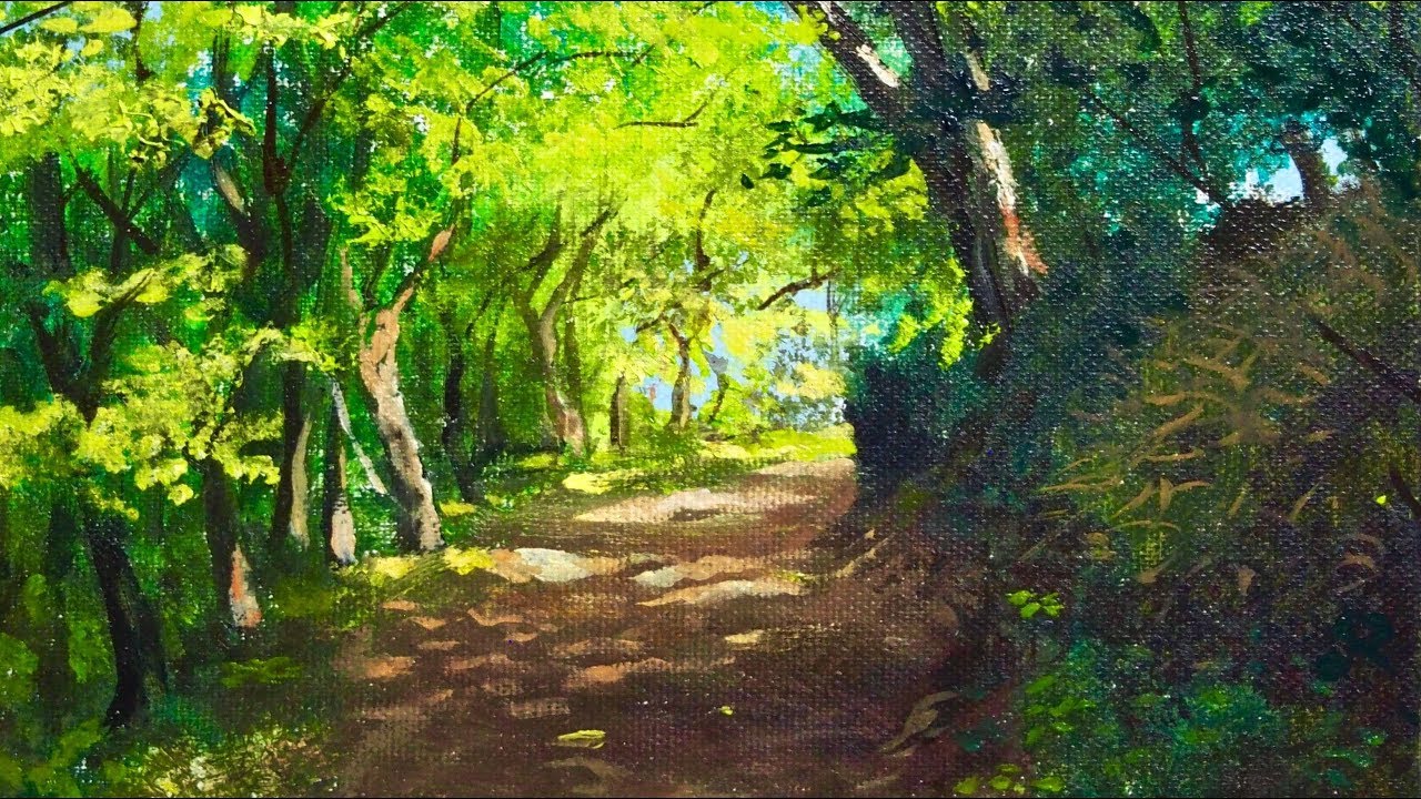 木洩れ日の通り》 風景画 「木漏れ日」 油絵 F8 油絵 風景画 F8号 38×