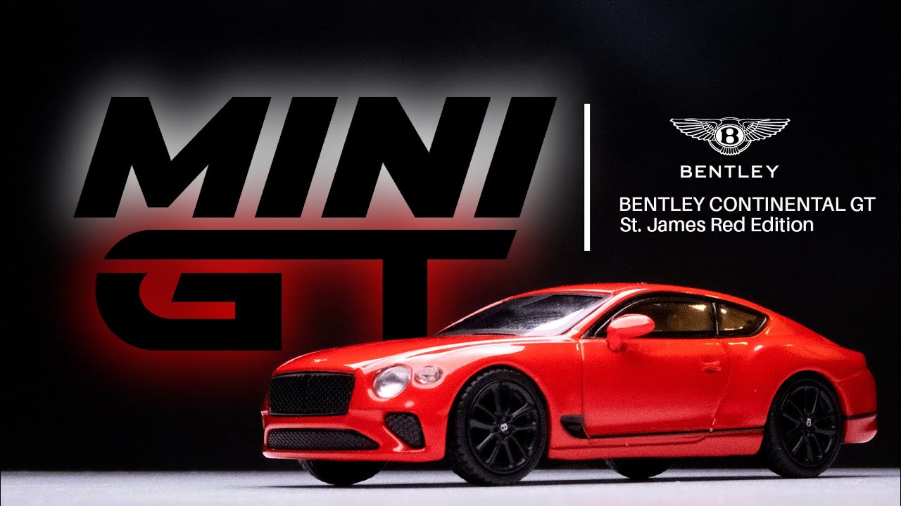 1:64 Mini GT Bentley Continental GT, St. James Red. Unboxing and