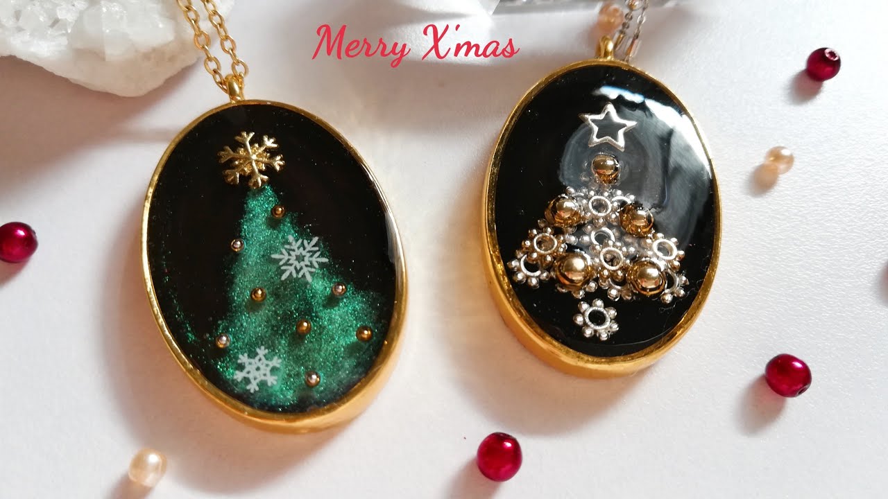 レジン🎄キラキラ＆メタリックなクリスマスツリーペンダントを簡単に作