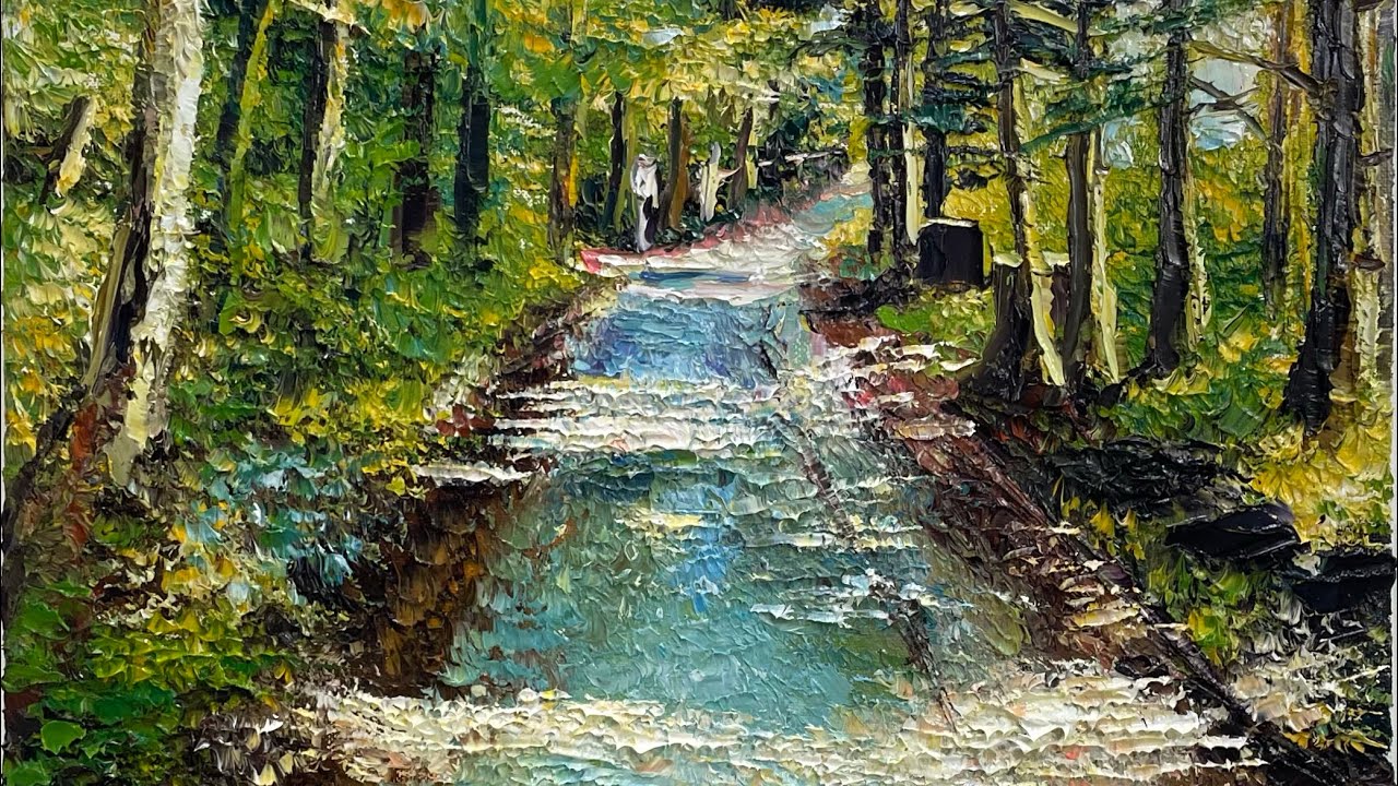 油彩画 自然の風景 約27cm x 25cm 油彩画 風景 風景画 油彩 絵画