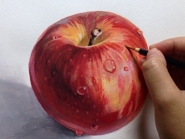 りんごを描く Painting an apple - YouTube