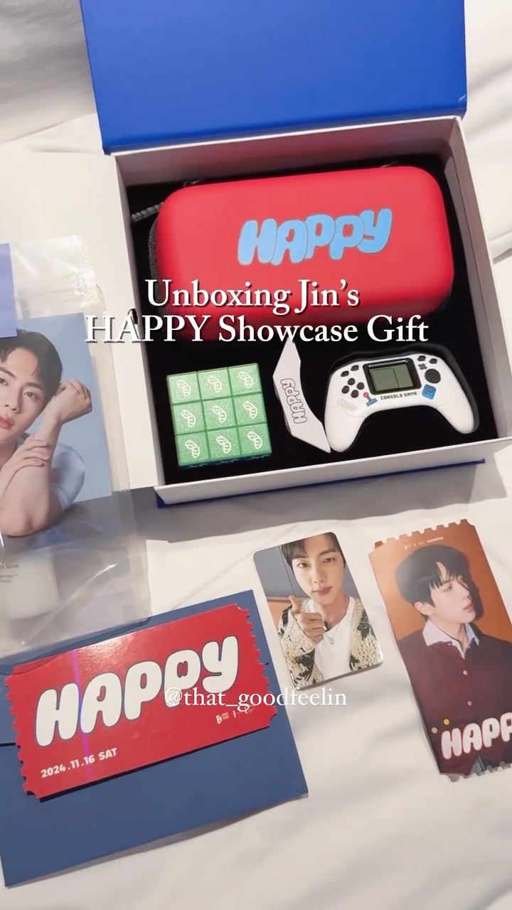 Unboxing JIN HAPPY SHOWCASE STAGE GIFT #bts #btsjin - YouTube