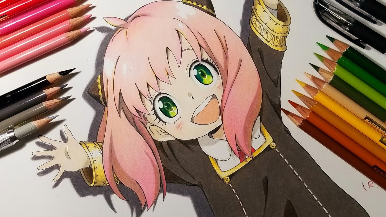 色鉛筆画】SPY×FAMILY ANYAを描きました。 - YouTube