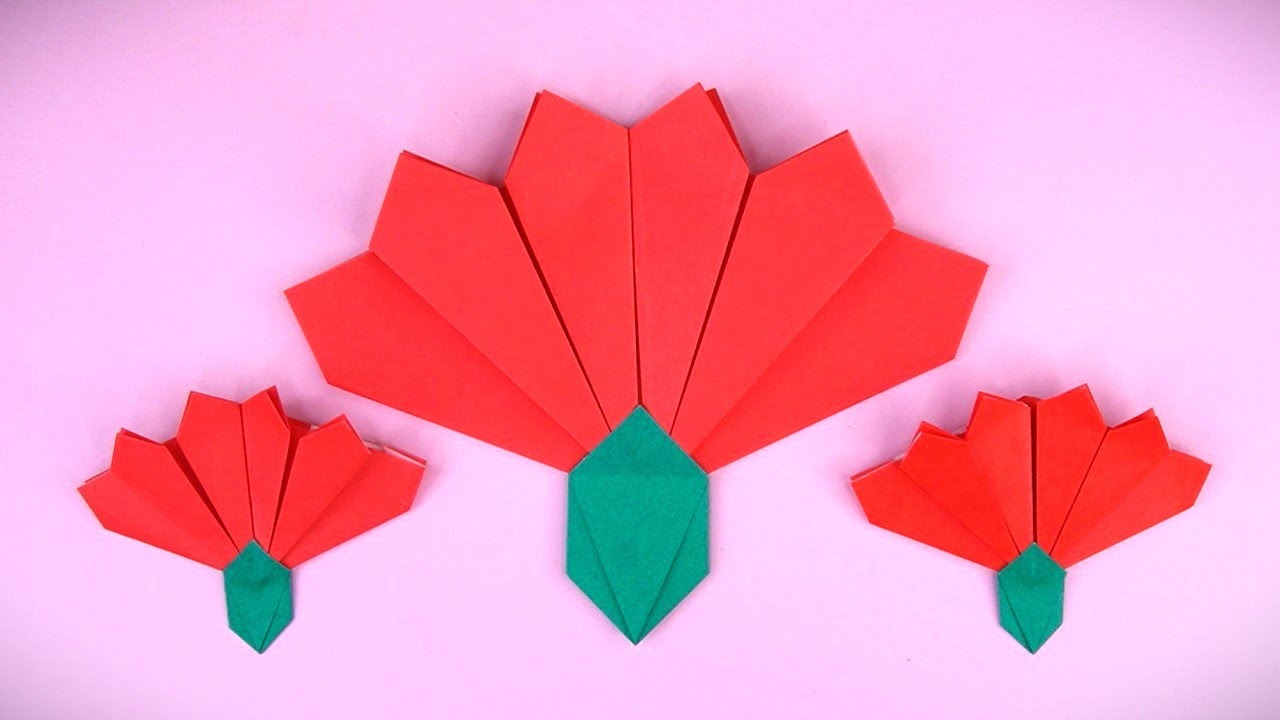 母の日 折り紙 簡単 カーネーションの花の折り方 Origami Carnation