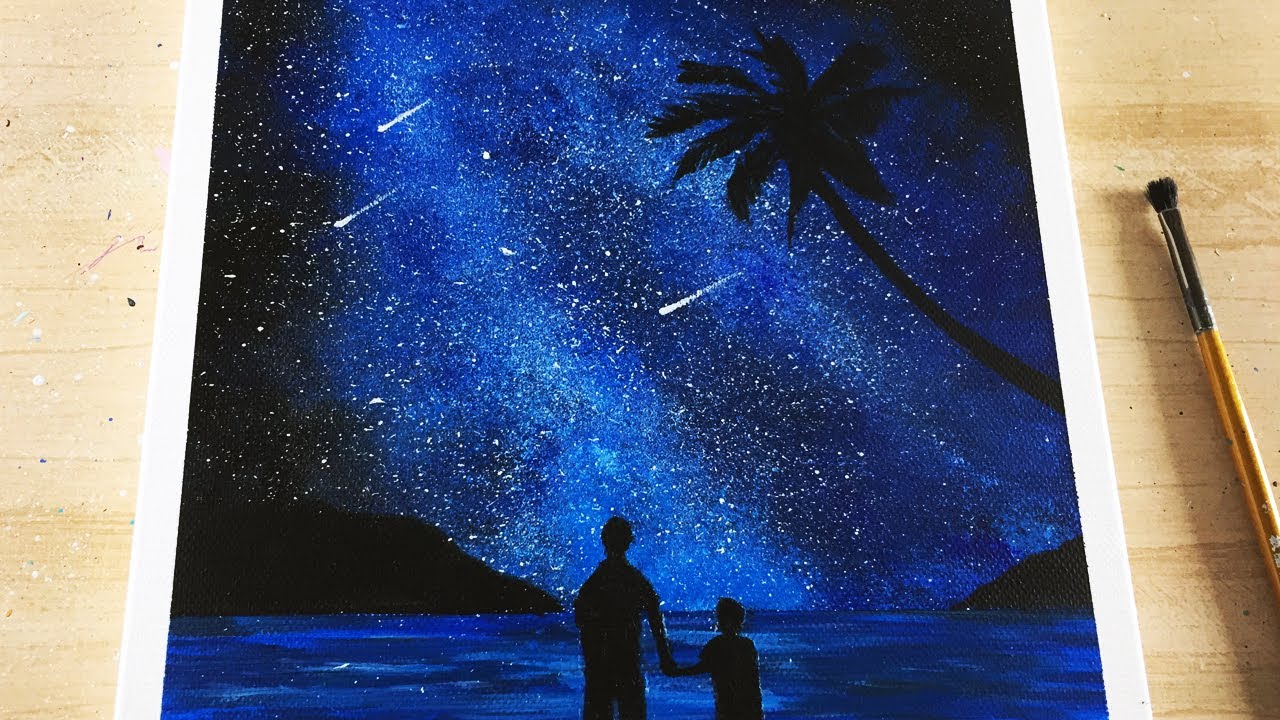 How to Draw a Galaxy with Acrylic Paint Sponge Technique # 117