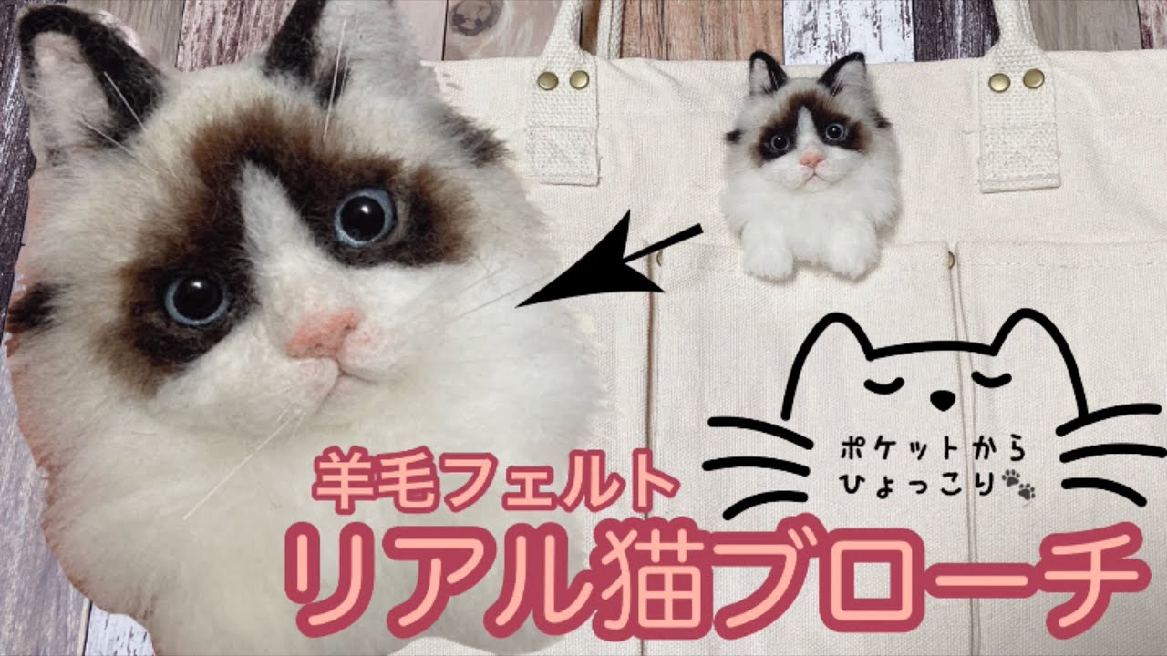 羊毛フェルト 猫】初心者ｻﾝも一緒にリアル猫作り🐾ポケットから