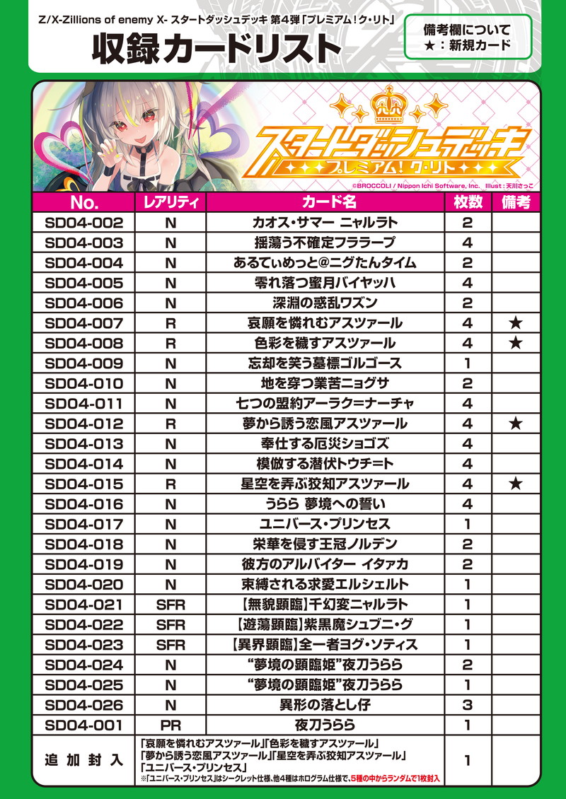 ブロッコリー、TCG「Z/X-Zillions of enemy X-」スタートダッシュ
