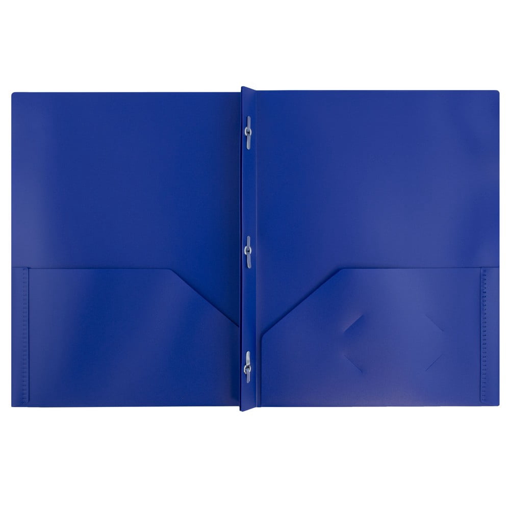JAM Paper POP Plastic Folders with Clasps, Dark Blue, 6 Per Pack