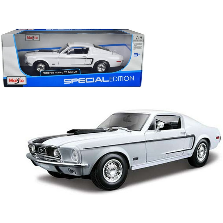 1968 Ford Mustang CJ Cobra Jet White 1/18 Diecast Model Car by