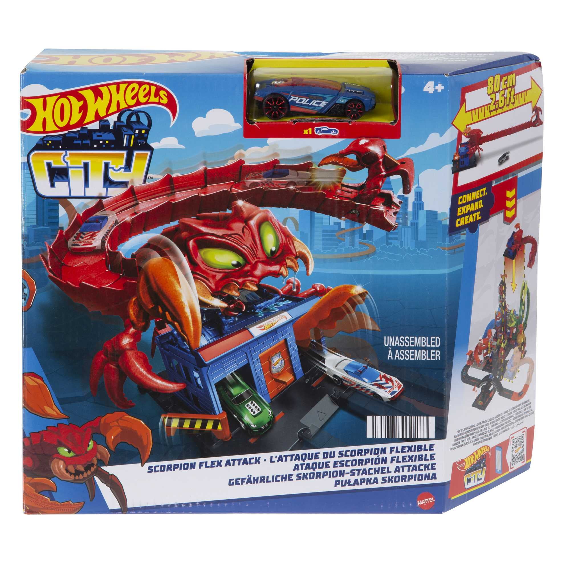 Hot Wheels City Scorpion Flex Attack Track Set & Toy Car with 2