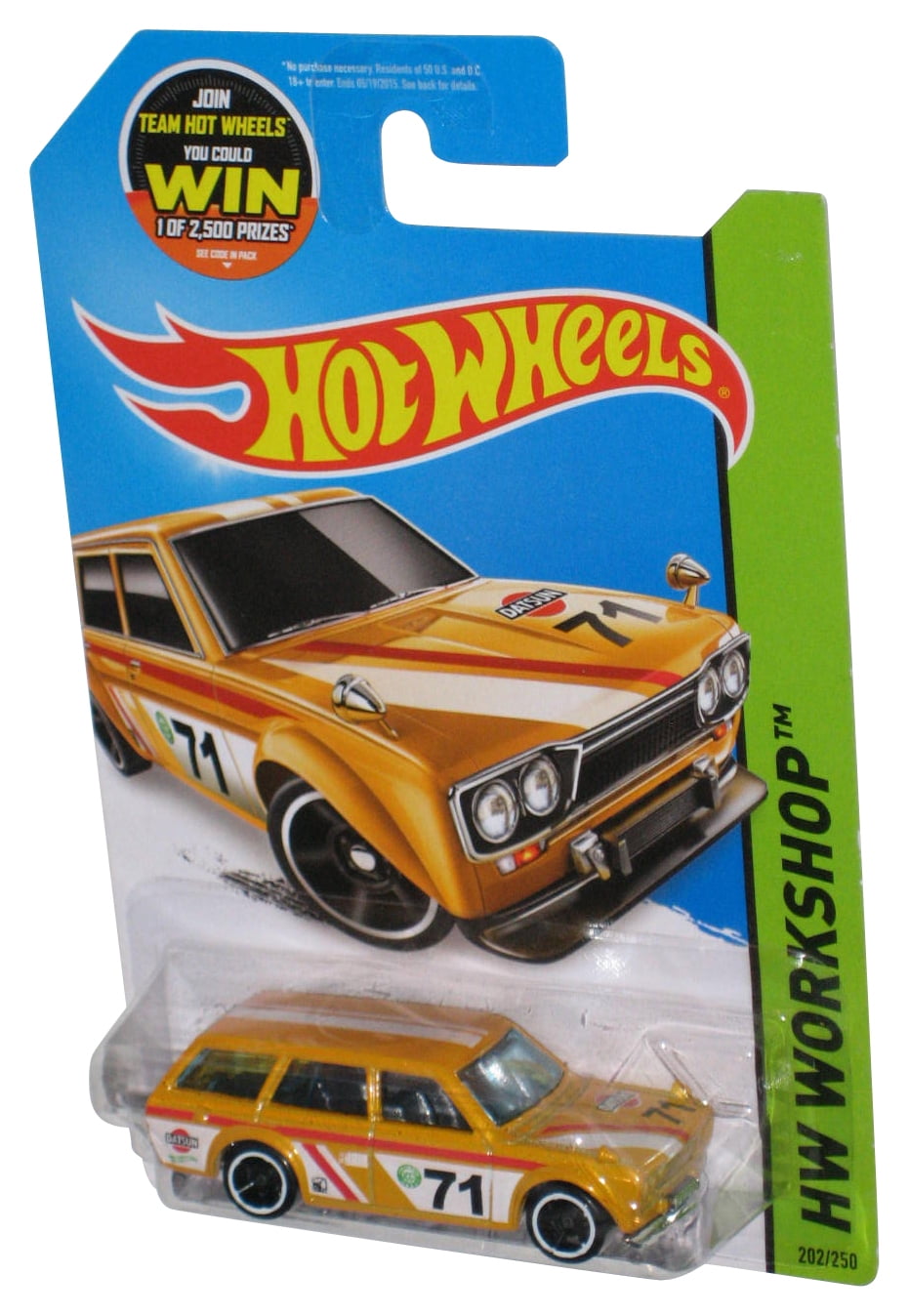 Hot Wheels HW Workshop (2013) Yellow '71 Datsun Bluebird 510 Wagon