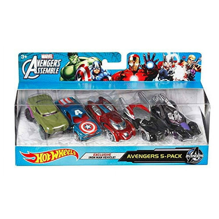 Hot Wheels Marvel Avengers 5-Pack: Superhero Character Cars with