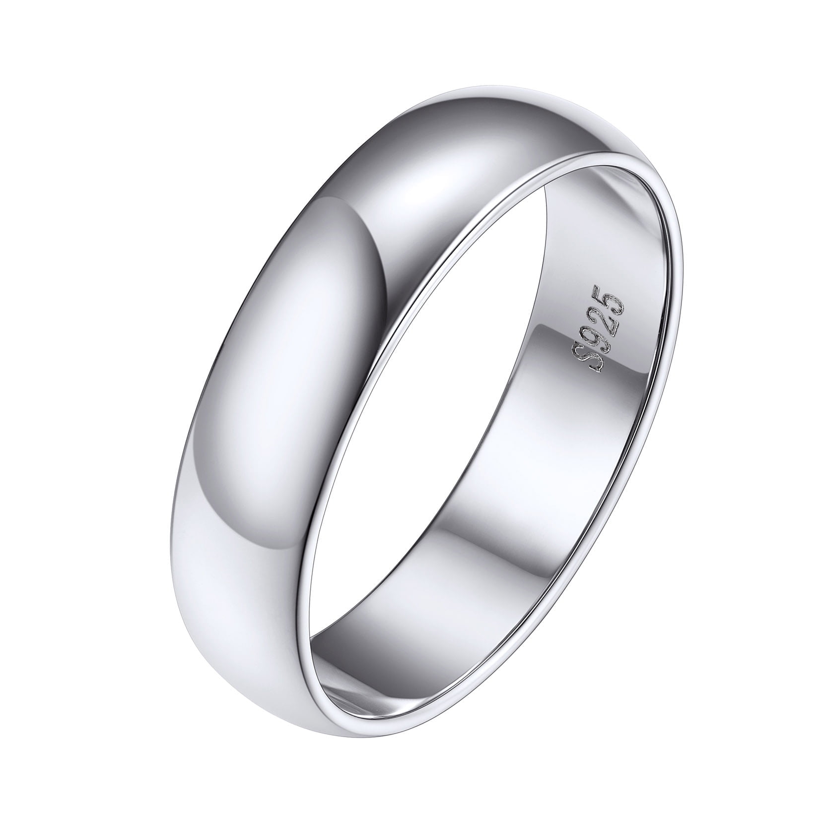 Silvora 925 Sterling Silver Eternity Band Ring, 5mm Wide, Wedding