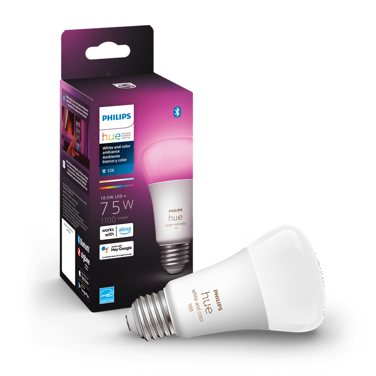Philips Hue White and Color Ambiance A19 E26 Medium Base Smart