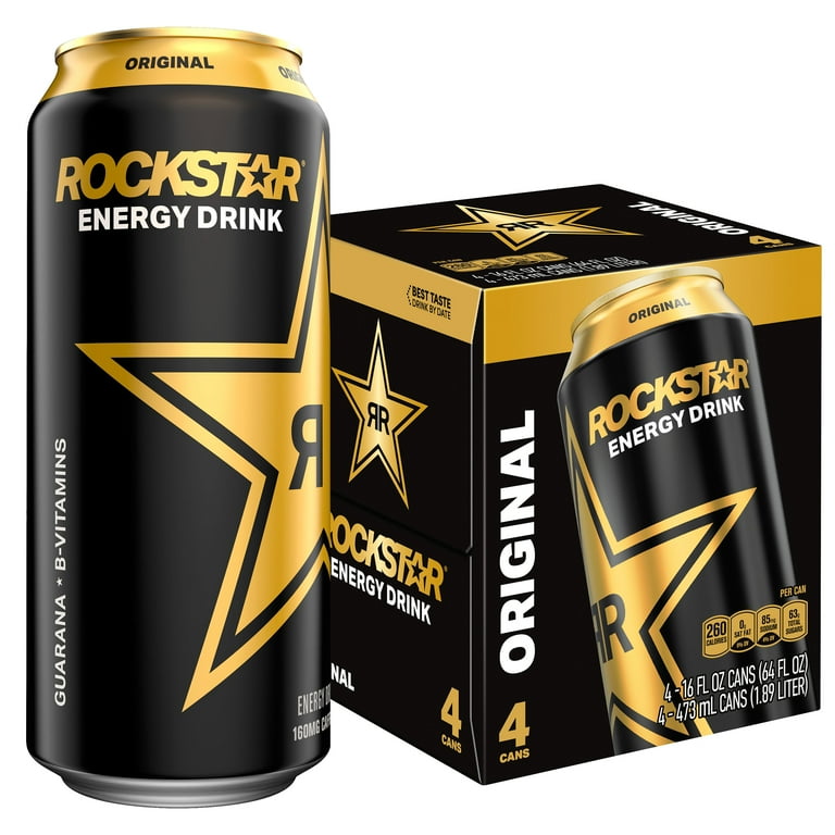 Rockstar Original Zero Sugar Energy Drink, Diet, 16 oz, 4 Pack