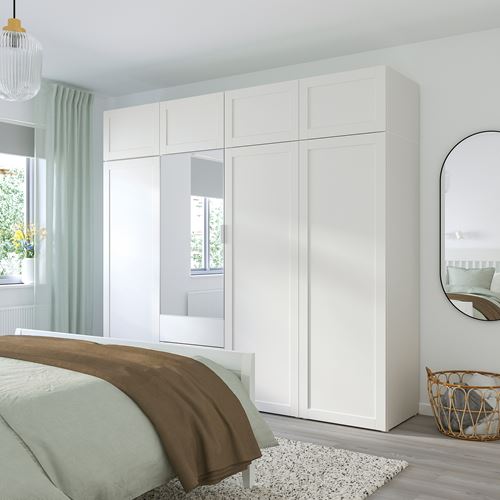 PLATSA/SANNIDAL/STRAUMEN white-mirror glass 240x57x221 cm PLATSA