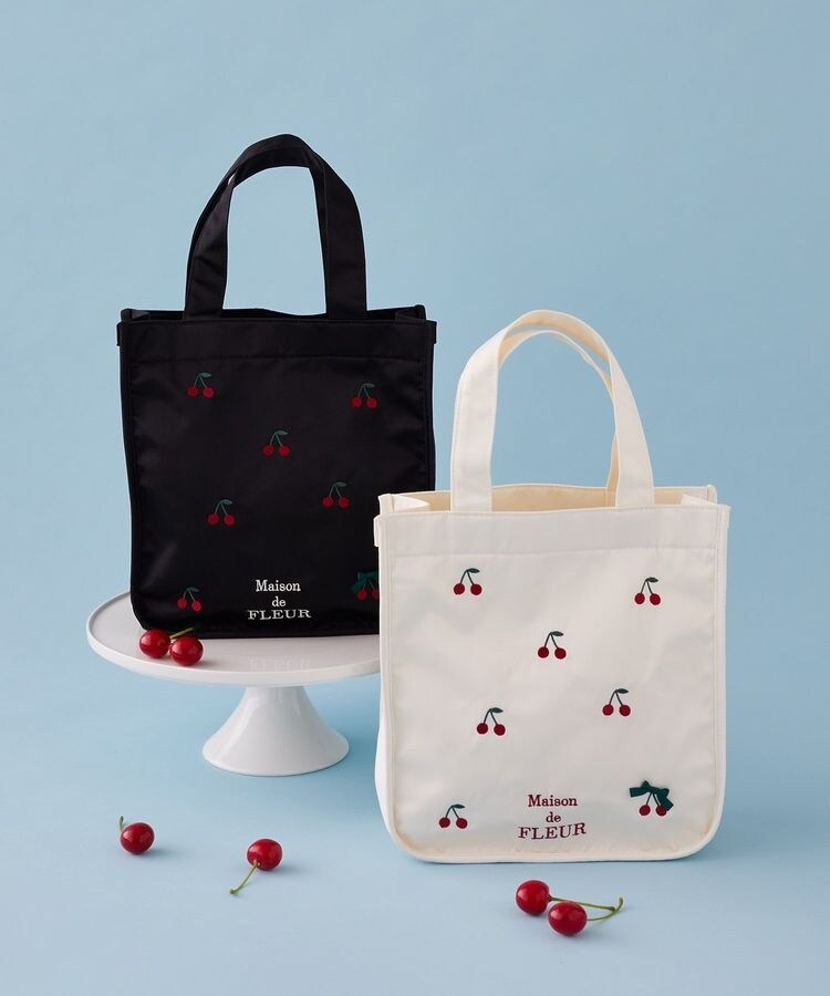 チェリー刺繍パイピングスクエアトートバッグ | メゾン ド フルール