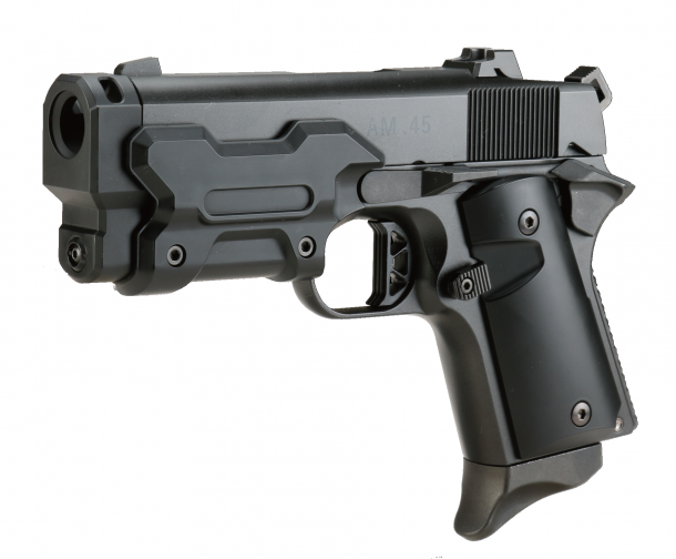 デトニクスをベースにした架空銃で未来的なデザインの「東京マルイ AM