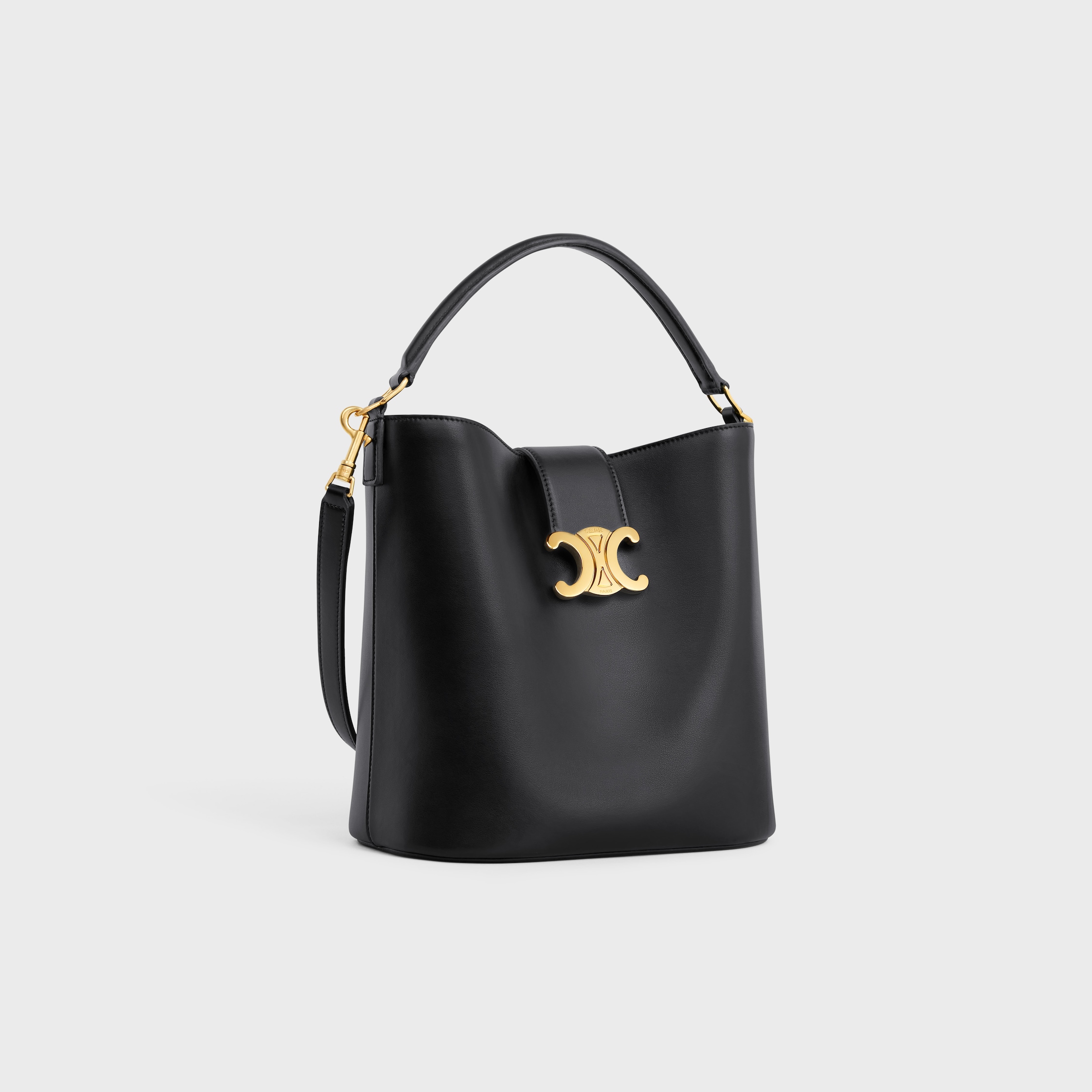 MEDIUM BUCKET LOUISE IN SMOOTH CALFSKIN - BLACK | CELINE