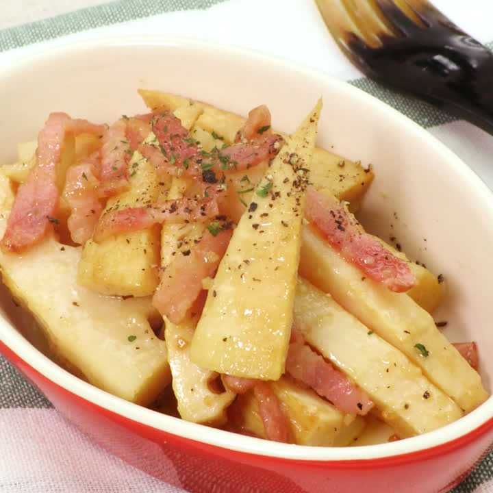 シャキシャキ食感♪ たけのこのガーリックマヨ炒めのレシピ動画